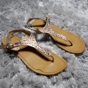 Express Sandals Crystals Rose Gold